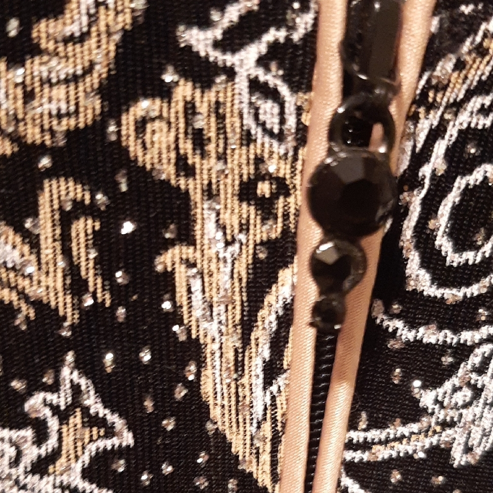 Alex Evenings Black Jacket with Silver and Gold Paisley Sequins - Picture 2 of 8